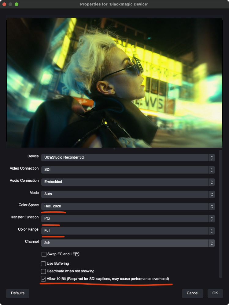 10-bit video source to LDE