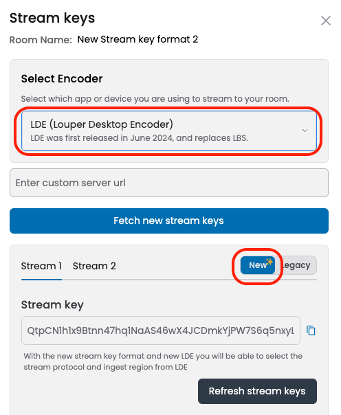 Streamkey modal