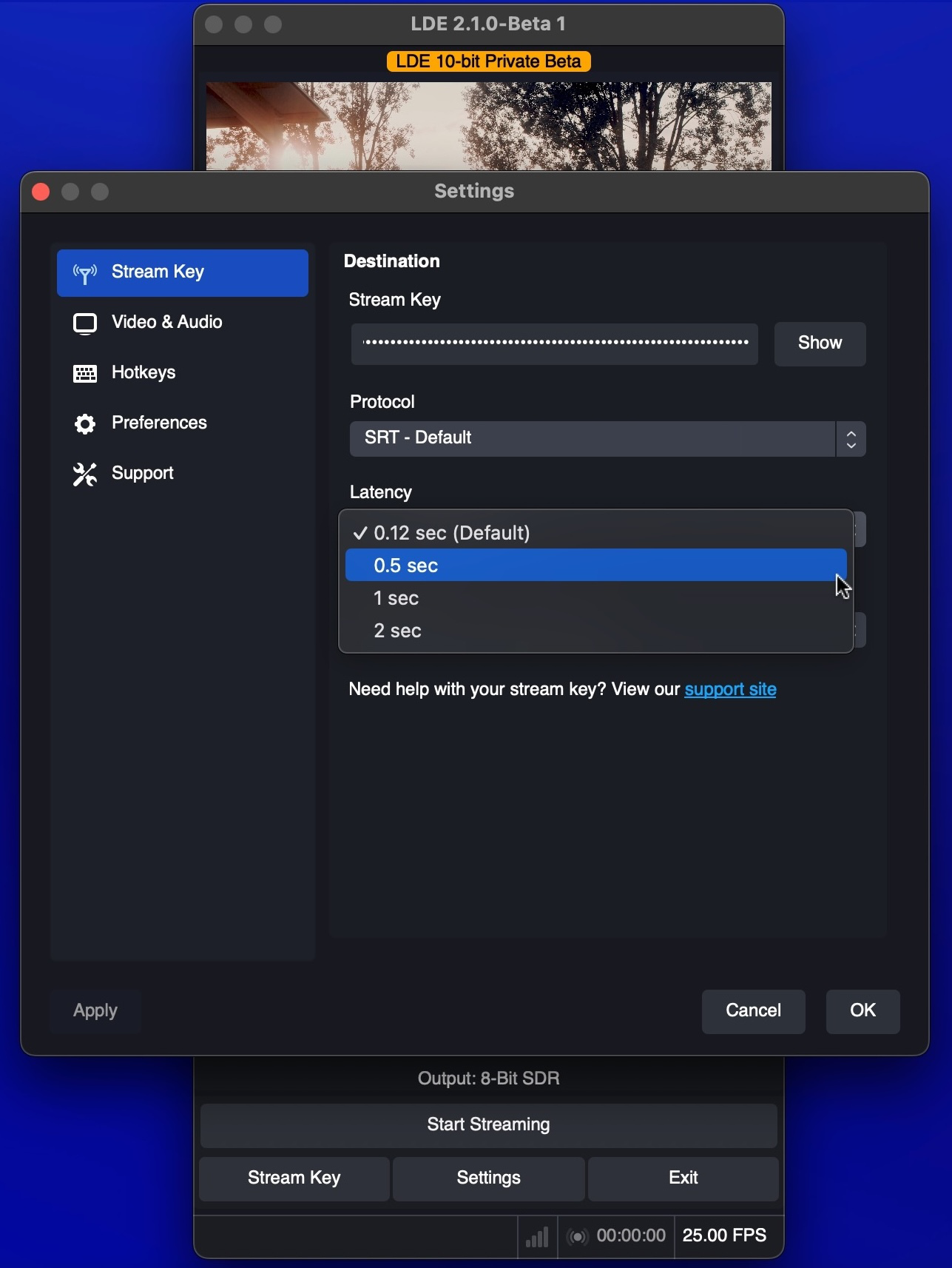 Streaming 10-bit from LDE